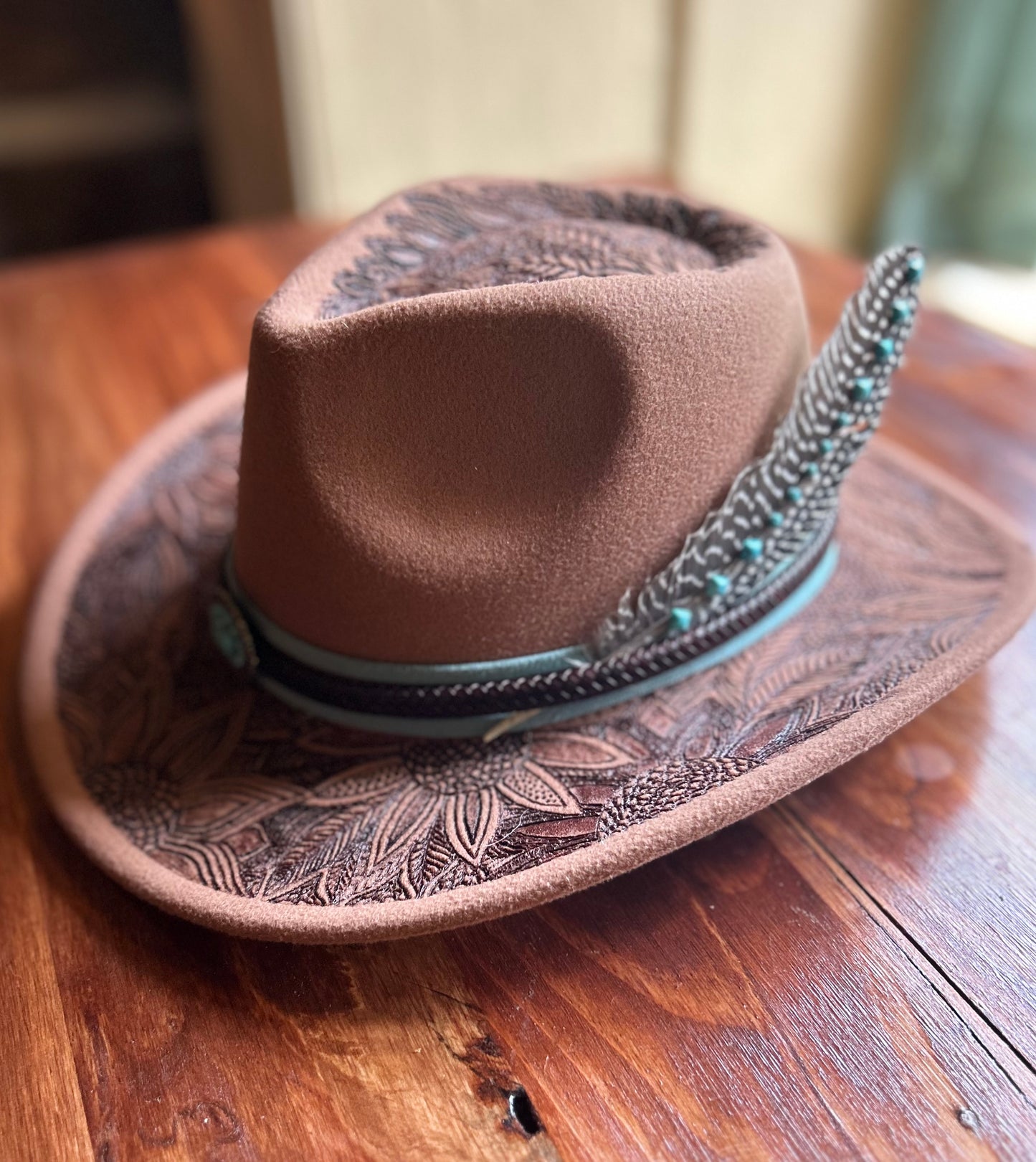 Fre hand burned felt hat