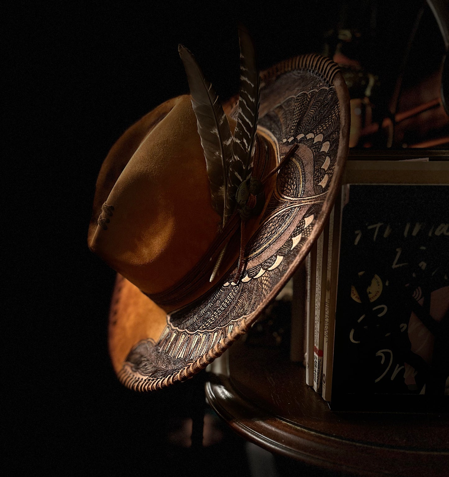 Free hand burned hat