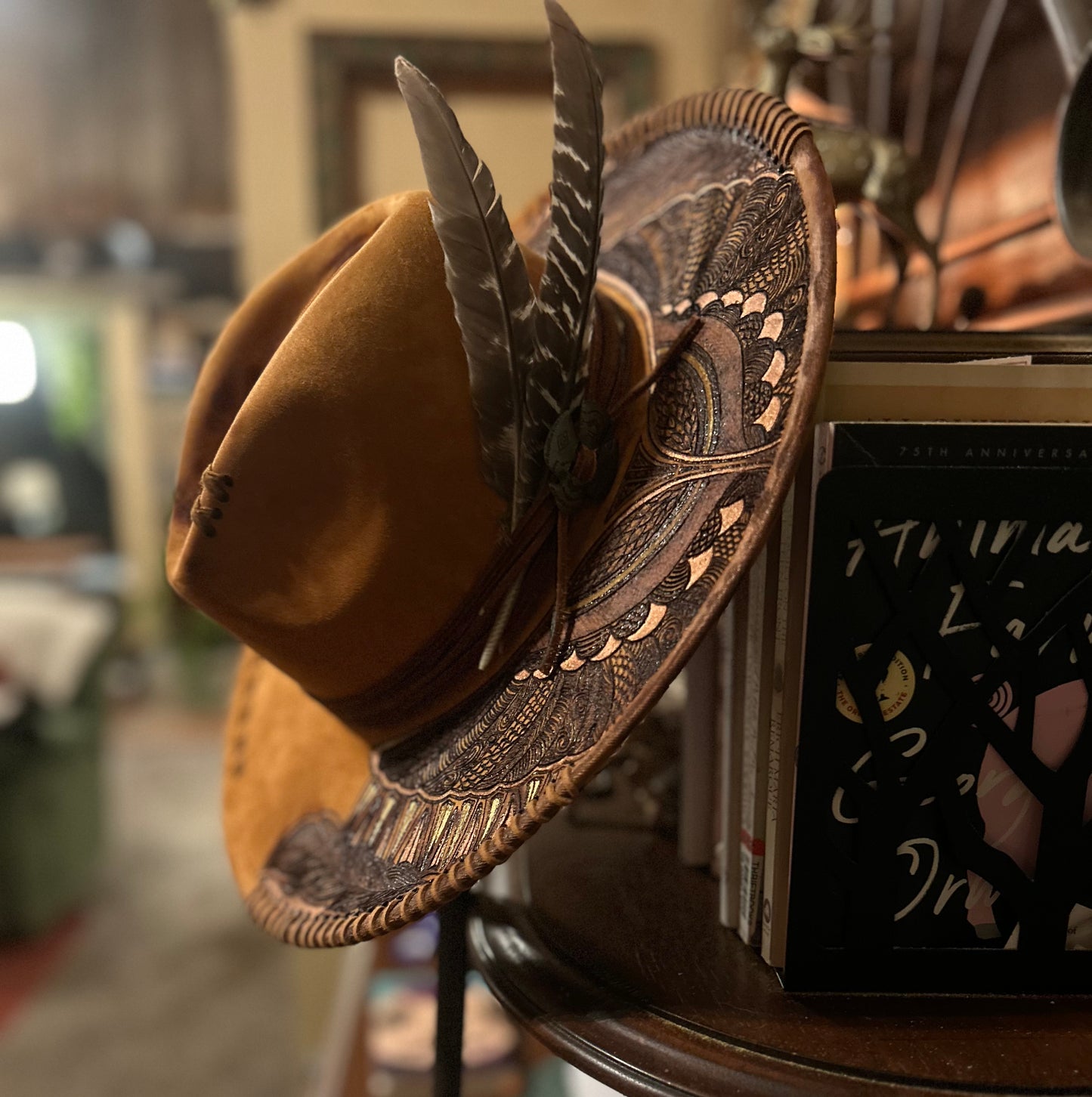 Free hand burned hat