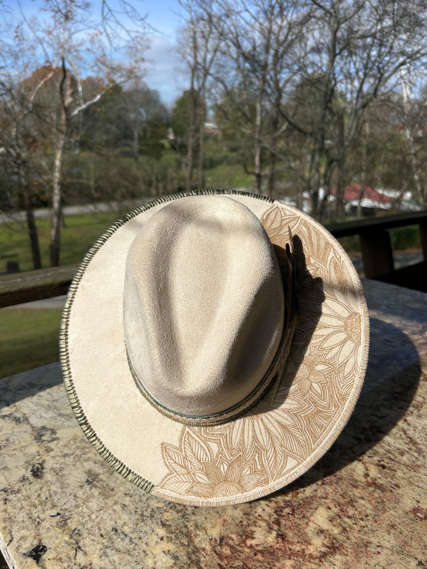 Green and Ivory Hat (Size Small)